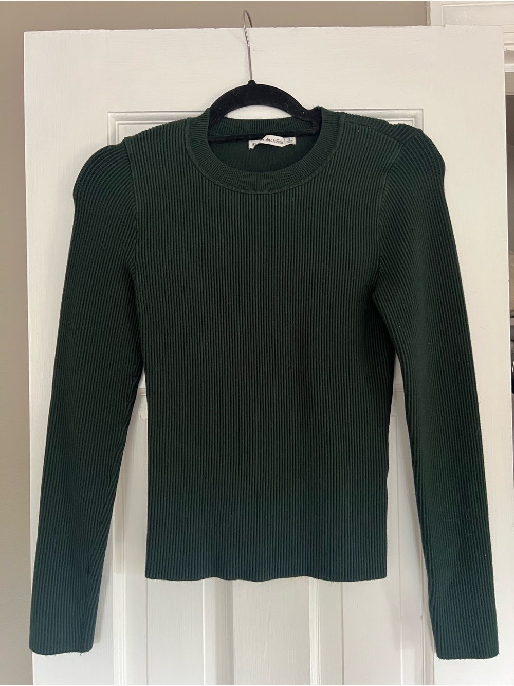 Abercrombie & Fitch Dark Green Ribbed Crewneck Sweater